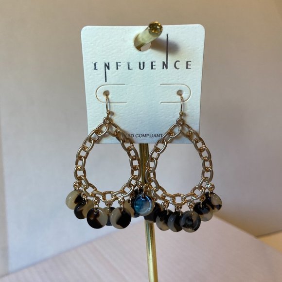 Oval gold chainlink earrings with tortoise - Picture 4 of 8